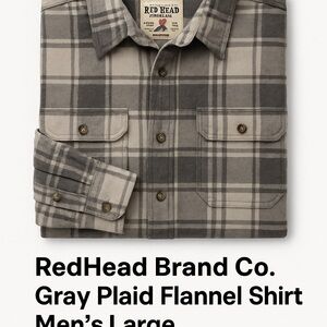 🪶 RedHead Brand Co. Gray Plaid Flannel Shirt Men’s Large
